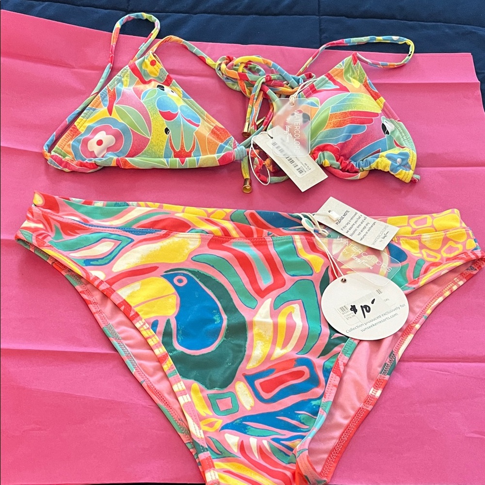 Colorful Bikini Set with Tropical Print